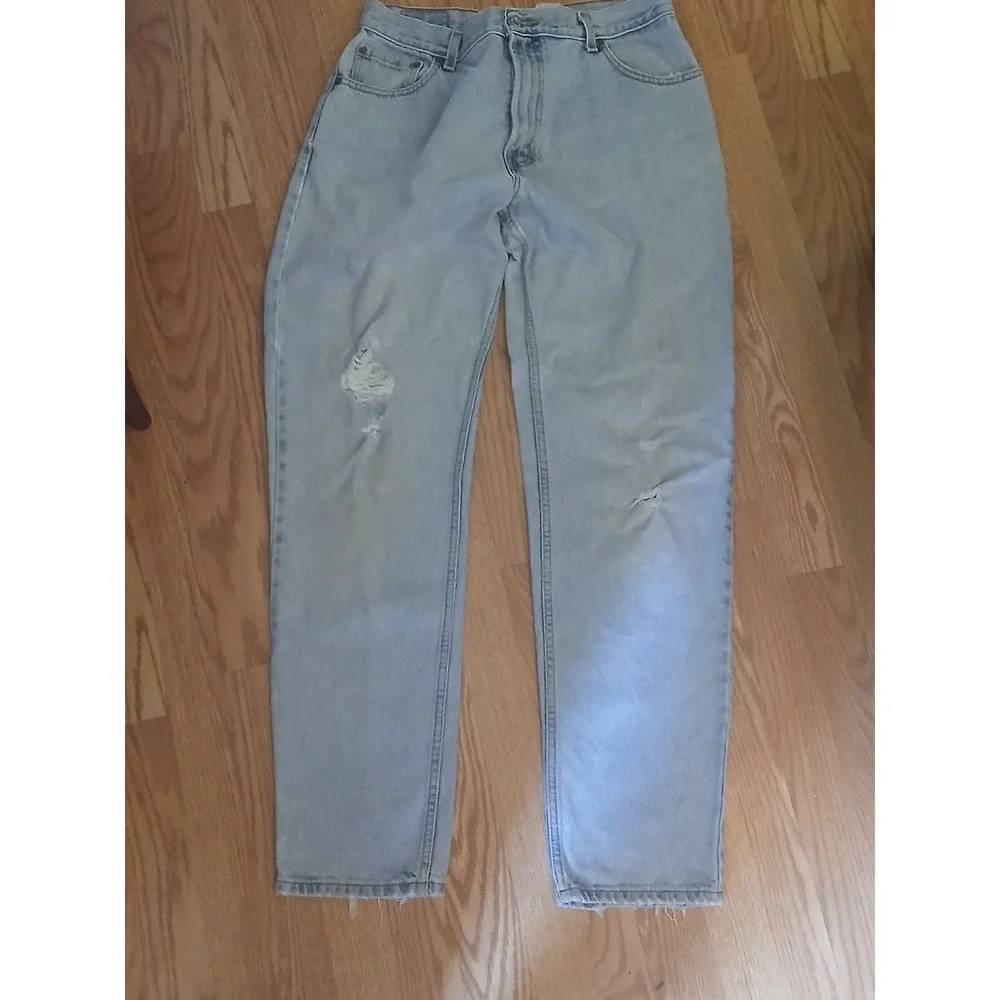 Vintage Levi's 550 Women's Jeans Sz 14L Relaxed Fit Distressed Light Wash Y2K